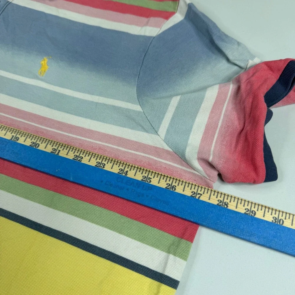 Polo Ralph Lauren Polo Shirt Mens XXL Color Block Ombre Stripe Classic Fit Pique